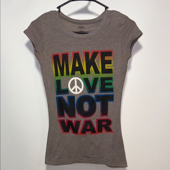Vanity Gray Tee with Bold Multicolor Message - Picture 1 of 8